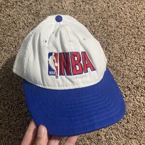 Vintage NBA Hat Cap Snap Back White Blue Basketball Mens Made USA 90s